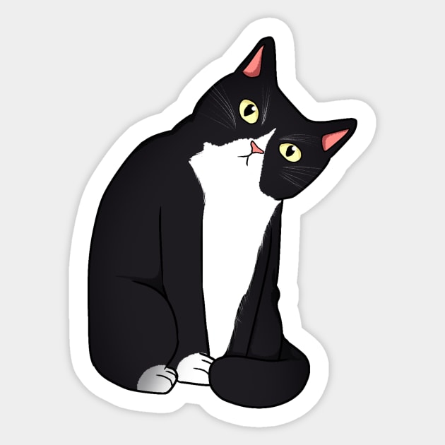 Funny Black and White Cat Starring Sticker by logiamerch